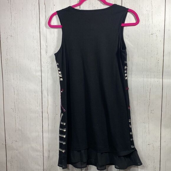 Logo By Lori Goldstein Sleeveless Sequins Black Multi Festive Tunic Top - Picture 12 of 12